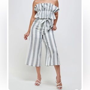 Striped Ruffled Romper